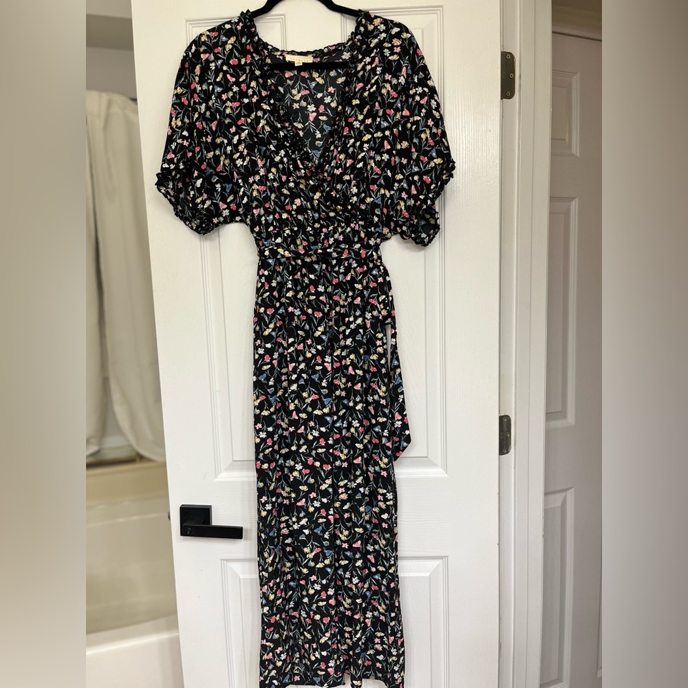 Floral Black Wrap jumpsuit